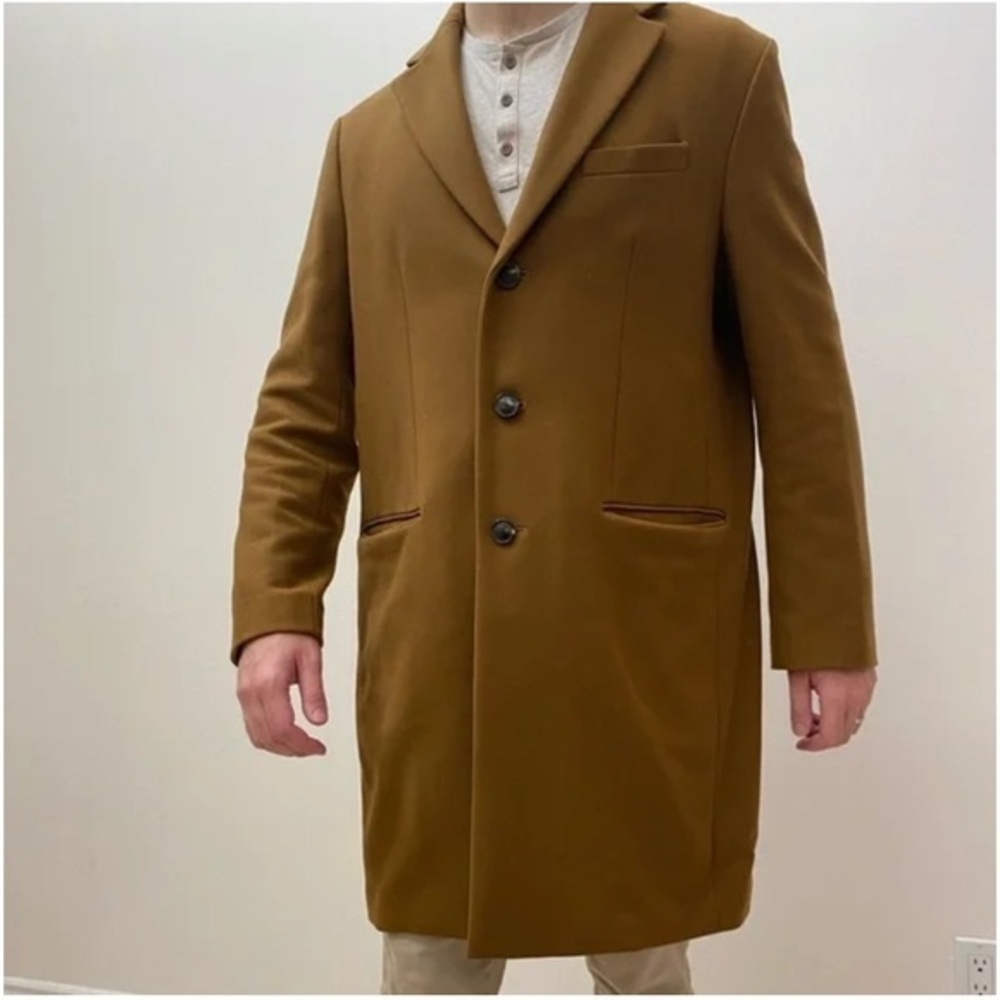 Banana Republic Mario Bellucci Wool Cashmere Camel Tan Coat Mens Size Large